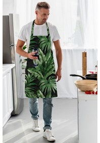 Resim Adawall Siyah Tropikal Tasarımlı Mutfak Önlüğü 