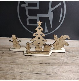 Resim Ahşap Yılbaşı Masaüstü Hediyelik Ürün Noel Hediye Çam Ağacı 