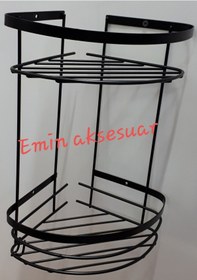 Resim 304 Paslanmaz 2Li Köşe Şampuanlık-Süngerlik Mat Siyah 