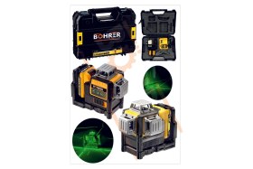 Resim BÖHRER BH089G Çift Bataryalı12 Satır Lazer Seviyesi 12V 3 Taraf * 360 Derece Dikey Yatay Yeşil Işık Seviye Ölçer 