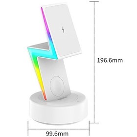 Resim Sunskyy 3 İn 1 RGB Magsafe Manyetik Cep Telefonu Tutucu Kablosuz Şarj Cihazı Beyaz 