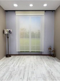 Resim Çift Mekanizmalı Ekru Keten Tül ve Ekru Mat Stor Perde 70 x 200 