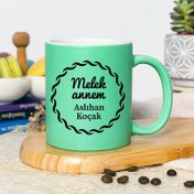 Resim Yeşil Renk Melek Annem İsimli Kupa Bardak 