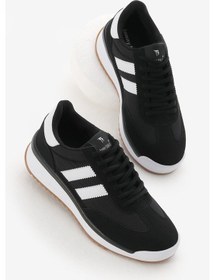 Resim Termo Taban Çift Şeritli Bağcıklı Unisex Siyah Beyaz Spor Ayakkabı Tba2949 Siyah Beyaz 