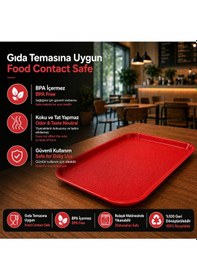 Resim Abs Servis Tepsisi Kaymaz Yüzeyli 32x44 Cm Kırmızı Renk Endüstriyel Kullanıma Uygun, Kırılmaz, Bpa Free 7 Renk Seçenekli 