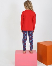 Resim Kız Çocuk Uzun Kollu %100 Pamuklu Pijama Takımı Today Kırmızı 
