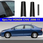 Resim HONDA CIVIC 2006-2011 için 3D Karbon Fiber Siyah Araba Kapı Pencere Merkez Orta Sütun BC Direk Kapağı Trim 