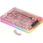 Resim Honeybeeshop Ps5 İçin Pembe Soğutmalı Şarj Ünitesi Renkli Işık Efektli Stand 