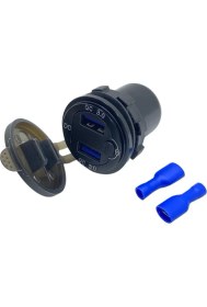 Resim 12V-24V DİJİTAL VOLTMETRE+ŞARJ CİHAZLI (USB X2) (3 A) (OFF-ON ANAHTARLIİ) (MAVİ IŞIK) (28 MM) 