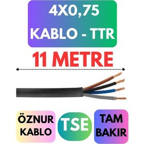 Resim Öznur 4x0,75 Ttr Kablo Metre Seçenekli Siyah - 11 Metre 