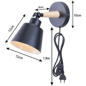 Resim With Switch Wood Nordic E27 Wall Light Modern Bedside Wall Lamp Diğer 