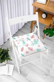 Resim RealHomes Mavi Kaktüs Motifli Özel Tasarım Dijital Baskılı Modern Pofidik Sandalye Minderi 