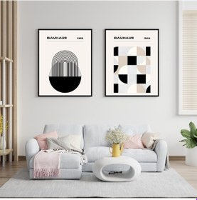 Resim Bauhaus Minimalist Duvar Tablosu Çerçeveli 2'li Set Siyah Renk 35 X 50 Boyut/ebat 