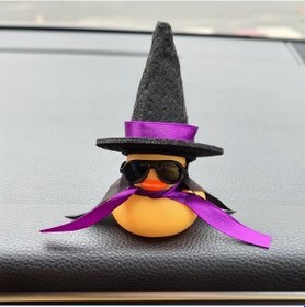 Resim Cloud011 1 Adet Sarı Sihirli Şapkalı Gözlüklü Ördek Oto Dekorasyonu Çeşitli Modeller İçin Uyumlu 