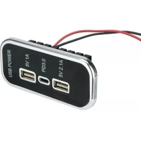 Resim Type-C USB 3 Portlu Araç Şarj Soketi Adaptörü 12V-24V 