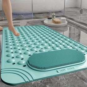 Resim Kaydırmaz Masaj Banyo Paspası Otel Duş Halısı Tuvalet Halısı - Koyu Yeşil 