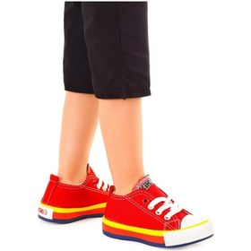 Resim Kiko Kids Tinna Bağcıklı Erkek Bebek Keten Spor Ayakkabı Kırmızı 