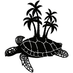 Resim Kaplumbağa Ve Palmiyeler Oto-motor-laptop-duvar-dekor 30 X 33 Cm 