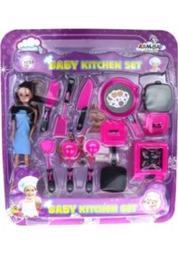 Resim Oyuncak Mutfak Seti Bebekli Eğitici Oyuncak Mutfak Eşyaları 