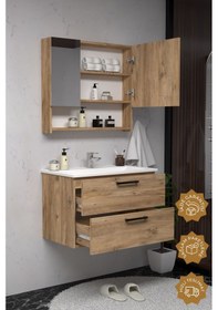 Resim Teta Home Batum 80 Cm Mdf Banyo Dolabı Seti Atlantik Çam Atlantik Çam 
