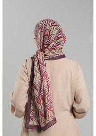 Resim Giverny Mürdüm Desenli Şal Kesik Elyaf Dijital Baskılı Pamuksu Çizgili 202115 07 Mürdüm 