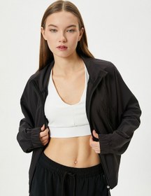 Resim Koton Spor Ceket Fermuarlı Dik Yaka Cepli Uzun Kollu Siyah 4sak20004nw Siyah 