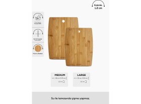 Resim Iki Adet Bambu Kesme Tahtası, 28/33 Cm, Kahverengi, Şık ve Dayanıklı Tasarım 