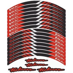 Resim Bajaj Pulsar Kırmızı-beyaz-siyah Reflektör Baskı Jant Şeridi Renkli 