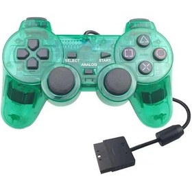 Resim Yeşil-ps2 Kablolu Oyun Denetleyicisi Gamepad Çift Titreşim Temizle Denetleyici Gamepad Joypad Sony Playstation Ps2 Controle İçin 
