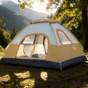 Resim Anında açılır kamp çadırı, Aile Çadırı, 4 mevsim hafif taşınabilir tent, 2-3 kişilik geniş yuvarlak tente, fermuar kapatma sistemi, her mevsime uygun, outdoor veya karavan için ideal kamplama ekipmanları 
