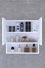 Resim Remaks Life Aynalı Çok Amaçlı Aynalı Raflı Banyo Dolabı - Beyaz 