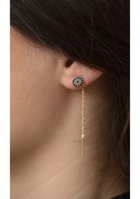 Resim Nazar Boncuklu Sallantılı İğne Küpe Guler10001373 