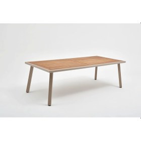 Resim Milano Iroko Tabla 100x230 Alüminyum Masa - Kum Rengi Kum Rengi 