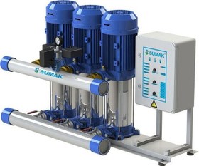 Resim Sumak SHM6 C 100/6 Düşey Milli Kademeli Üç Pompalı Hidrofor 6 KAT 45 DAİRE 