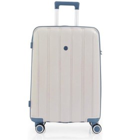 Resim Mçs Bavul Orta Ve Kabin 2li Set Kırılmaz Silikon Valiz V305 Kemik/skyblue Kemik 