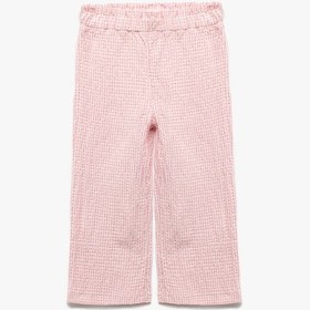 Resim Koton Beli Lastikli Dokulu Ekoseli Geniş Paça Pantolon Pembe Ekose 5smg40020aw Pembe Ekoseli Pembe 