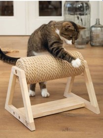Resim Modern Ahşap Kedi Tırmalama Oyuncağı - Döner Silindir 