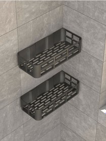 Resim Banyo Düzenleyici Şampuanlık Sabunluk 2 Li Set Lamalı Güçlü Kaliteli Yapışkanlı Duş Rafı Organizer Çok Renkli 