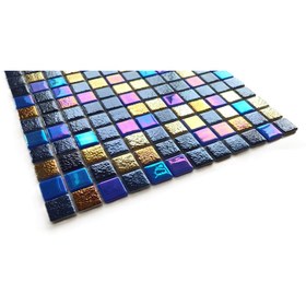 Resim MozaiKristaL Yaşam alanlarının tüm yüzeyleri için 25x25mm Blue Lüster Gold Cam Mozaik. (1 Koli = 1 m2 Fiyatıdır) 