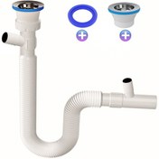 Resim Çift Çamaşır Ve Bulaşık Makinesi İçin Körüklü Lavabo Sifonu Çift 