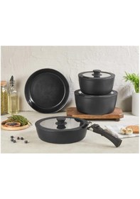 Resim Bondy Amercook Seramik 8 Parça Black Tencere Seti 