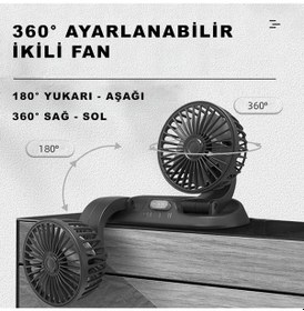 Resim Araç Araba Otomobil Mini 2 Li Vantilatör Fan Pervane Soğutucu, Karavan, Tır, Ofis, 