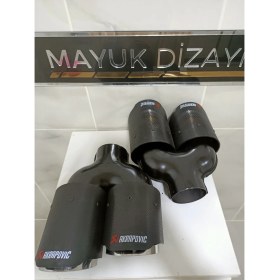 Resim Mayuk Dizayn Akrapovic 90MM Çiftli Içi Krom Sağ-Sol Set Her Araca Uyumlu Egzoz Ucu 