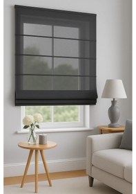 Resim Katlamalı Tül Perde Gri Keten Tül, Modern Ve Şık Tasarım Gri 