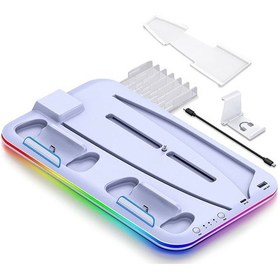 Resim Cbtx Vr2 Denetleyicisi Şarj Rıhtım, Oyun Disk Depolama Ve Kulaklık Tutucu İle Ps5 Soğutma Standı İçin Beyaz 
