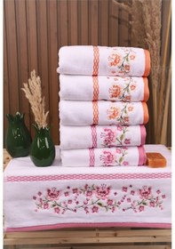 Resim Özdilek Azalea 6'lı Nakışlı Pamuklu Işlemelik Çeyizlik 50 90 El Yüz Havlusu M-2 Çok Renkli 