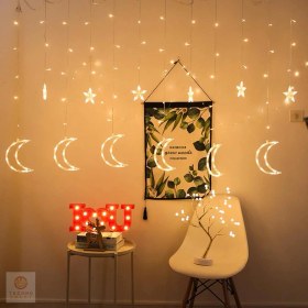 Resim Technojet Ay Yıldız Perde LED Işık Animasyonlu Eklenebilir Fişli 