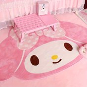 Resim 1 adet My Melody Halı - Kalp Desenli Kawaii Peluş Yumuşak Polyester, Pembe ve Beyaz Sevimli Zemin Matı Yatak Odası Oturma Odası Dekoru için, Kadınlar için Y2K Estetik Hediye, Oynak Oda Vurgusu | Rahat Dokunuşlu Kumaş, Oturma Odası için Halılar 