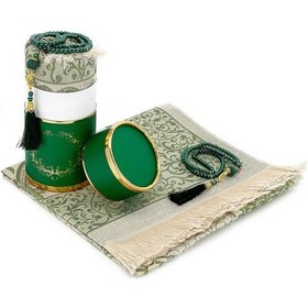 Resim Özel Silindir Kutulu Seccade Seti Yeşil 