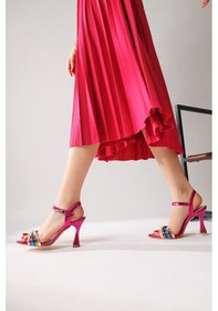Resim Manya Fuşya Çapraz Bantlı Topuklu Sandalet 001 